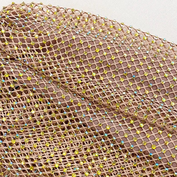 Self Portrait Tan Rhinestone off the shoulder dress - Picture 7 of 12